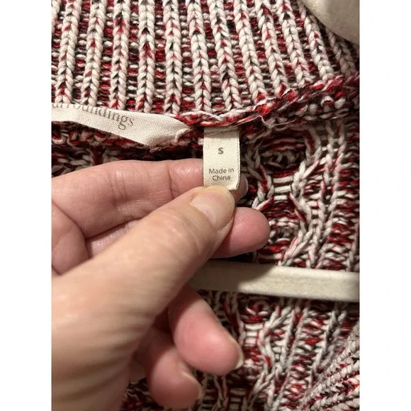 Soft Surroundings Tunic 1/4 Zip Sweater Cableknit Sm Cottagecore Pink/Red/Cream - Picture 5 of 9